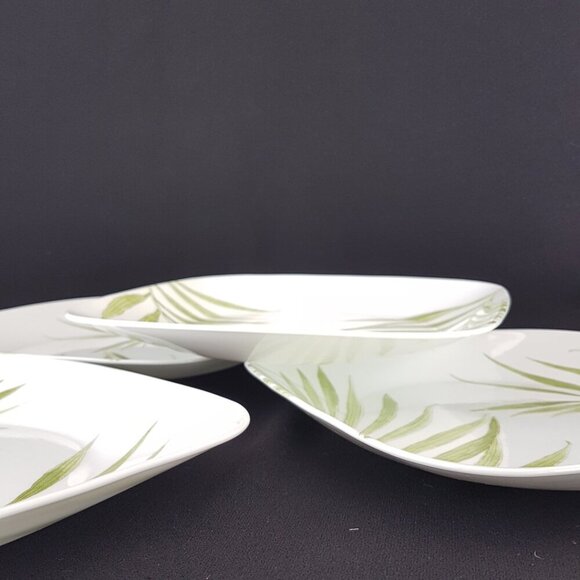 4pc Corelle Vitrelle Bamboo Leaf Square Dinner Plate Set, Made in USA - Picture 2 of 9